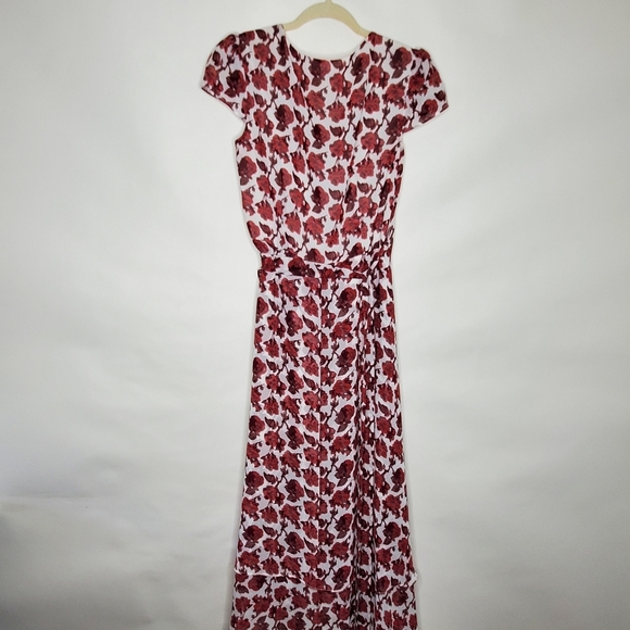 Betsey Johnson Floral Wrap Midi Dress Size 14 Asymmetric Hem Layered Romantic - Picture 5 of 13